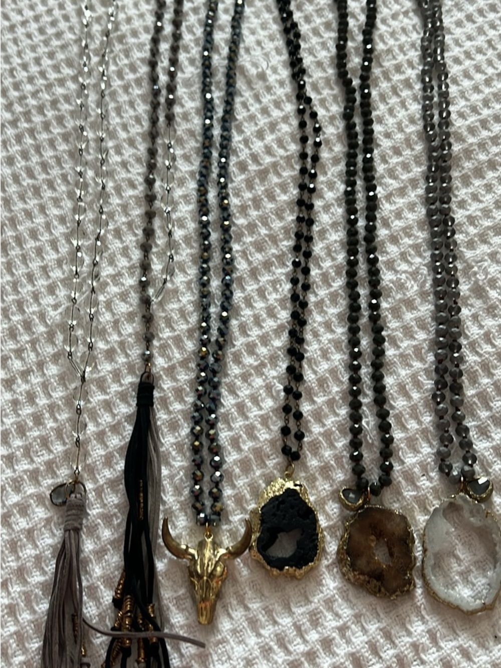 Black Beaded Agate Pendant Necklace with Gold Accents - Women Jewelry